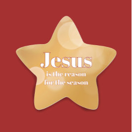 Jesus är julen i Eleganten Guld Star Stjärnformat Klistermärke