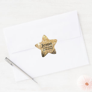 Jesus är julen i Reason Faux Guld Glitter Stjärnformat Klistermärke