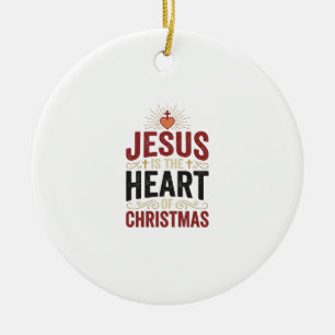 Jesus Är Julens Hjärta Vintage Tröja Julgransprydnad Keramik