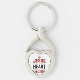 Jesus Är Julens Hjärta Vintage Tröja Twisted Heart Silverfärgad Nyckelring