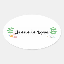 Jesus är Kärlek Sticker Ovalt Klistermärke