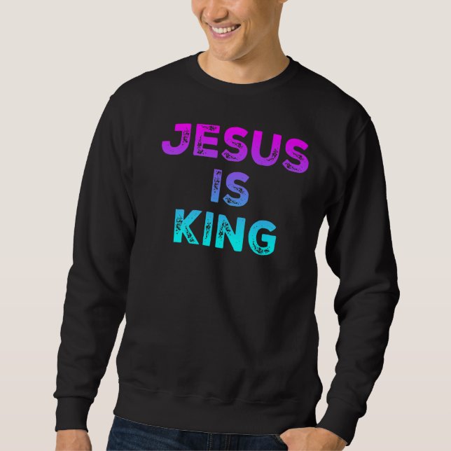 Jesus är Kung 2 Lång Ärmad Tröja (Framsida)