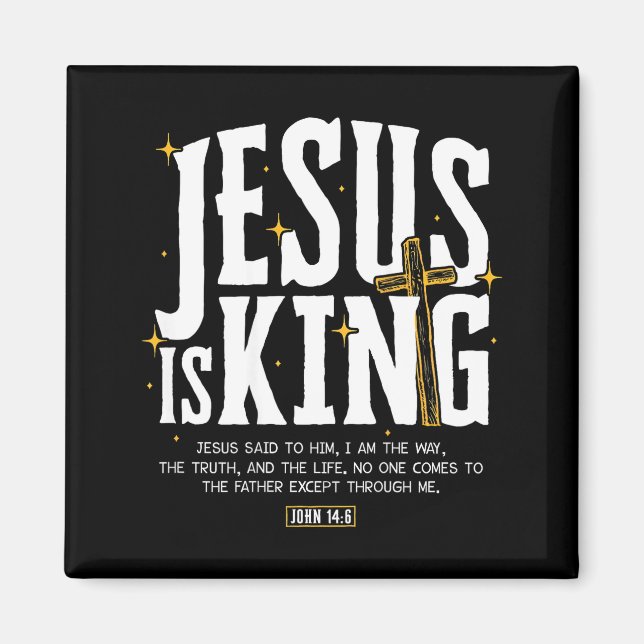 Jesus är kung Bibelvers John 14_6 Kristna Gud  Magnet (Framsidan)