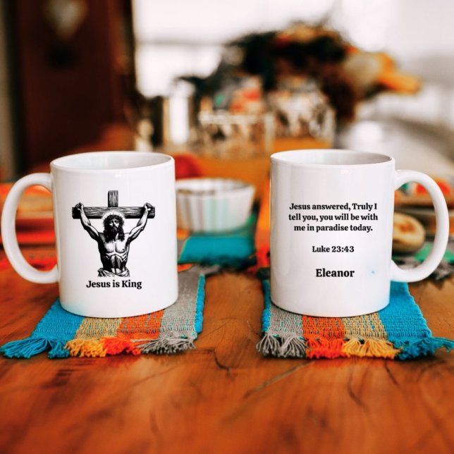 Jesus är Kung Black Anpassningsbar Christian Bible Kaffemugg (Skapare uppladdad)