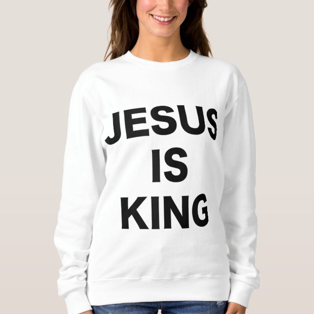 Jesus är Kung Black Text Christian Religiösa T Shirt (Framsida)