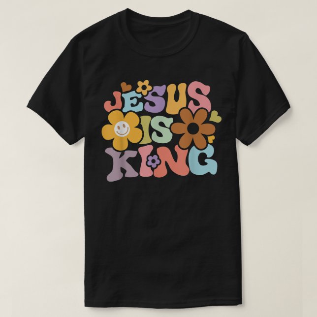 Jesus är Kung blommande hippie färgstark T Shirt (Design framsida)
