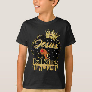 Jesus är Kung Christian Black Women Afro African A T Shirt