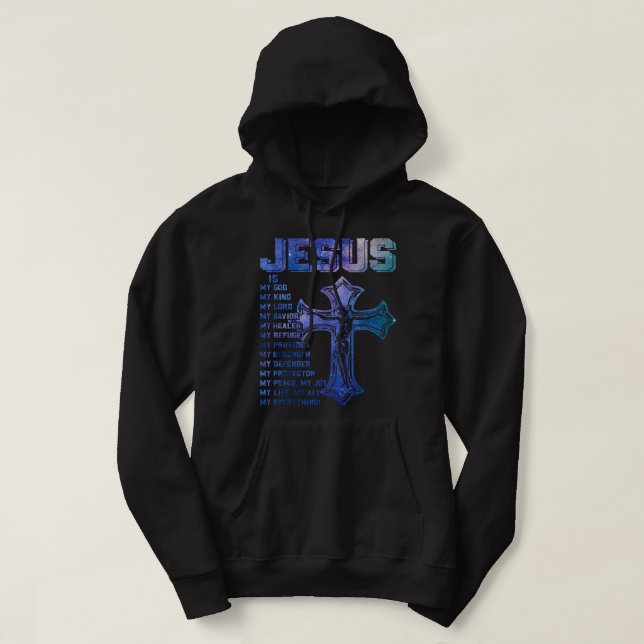 Jesus är Kung Christian Groovy Hippie Trendig Chri Hoodie (Design framsida)
