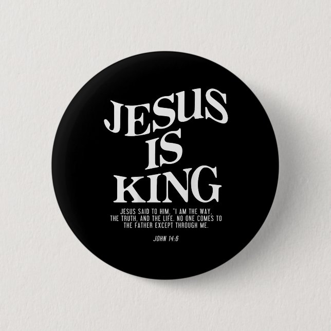 Jesus är Kung John Bible Verse Christian Religiösa Knapp (Framsida)
