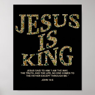 Jesus är kung Kamouflage Kristet kors Gud Tro Bibe Poster