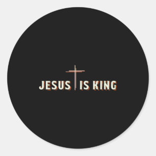 Jesus är kung kors Gud kristen grafik Runt Klistermärke