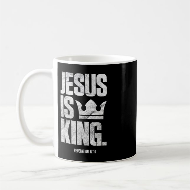Jesus är Kung, kristen bibelskript citrondra Kaffemugg (Vänster)