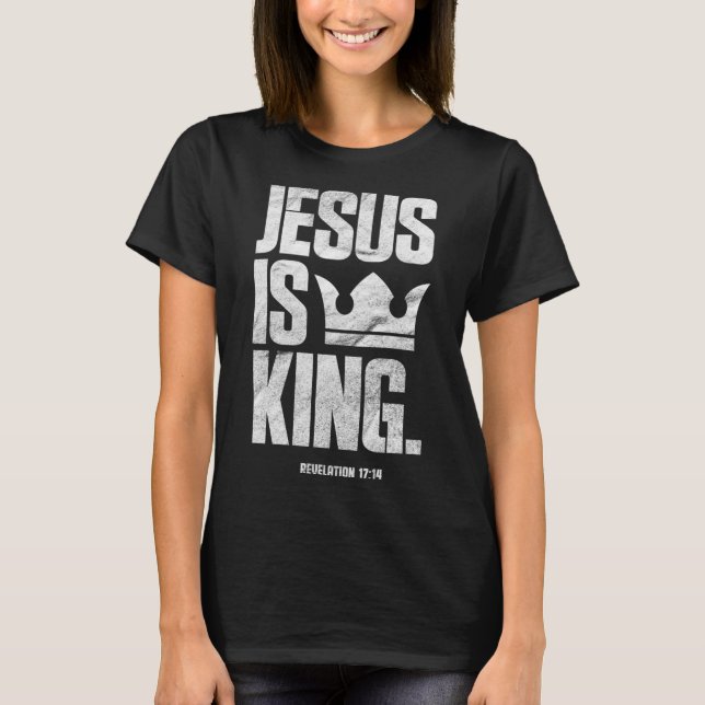 Jesus är Kung, kristen bibelskript citrondra T Shirt (Framsida)