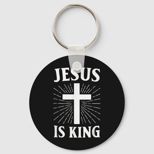 Jesus är Kung kristen Faith Kor Nyckelring (Framsida)