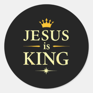 Jesus Är Kung _ Kristet Tro-design Runt Klistermärke