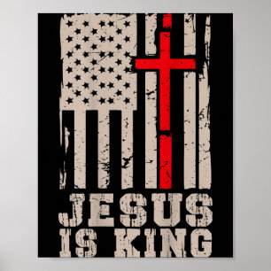 Jesus Är Kung Kristus Herre Patriotisk Kristen Ame Poster