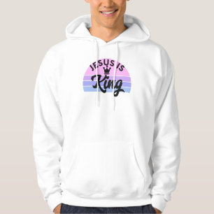 Jesus är Kung - Retro Sunset Christian Hoodie