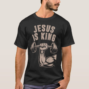 Jesus Är Kung Skivstång Kors Rolig Kristet Träning T Shirt