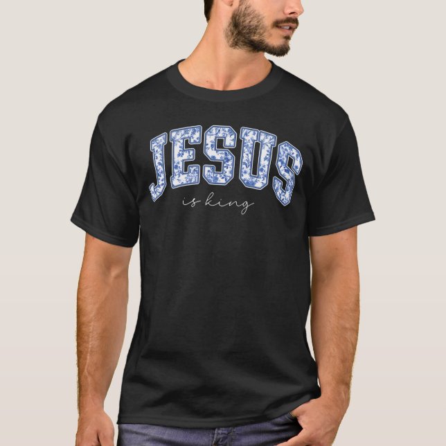 Jesus är kung Subtil kristen minimalistisk religiö T Shirt (Framsida)