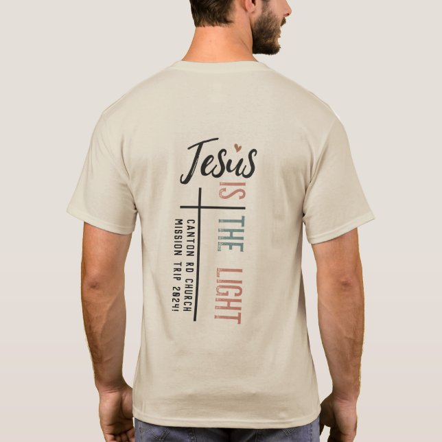 "Jesus är ljuset", Anpassadets sektion på baksidan T Shirt (Baksida)