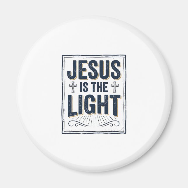 Jesus Är Ljuset Vintage Kristet Tröja Magnet (Framsidan)