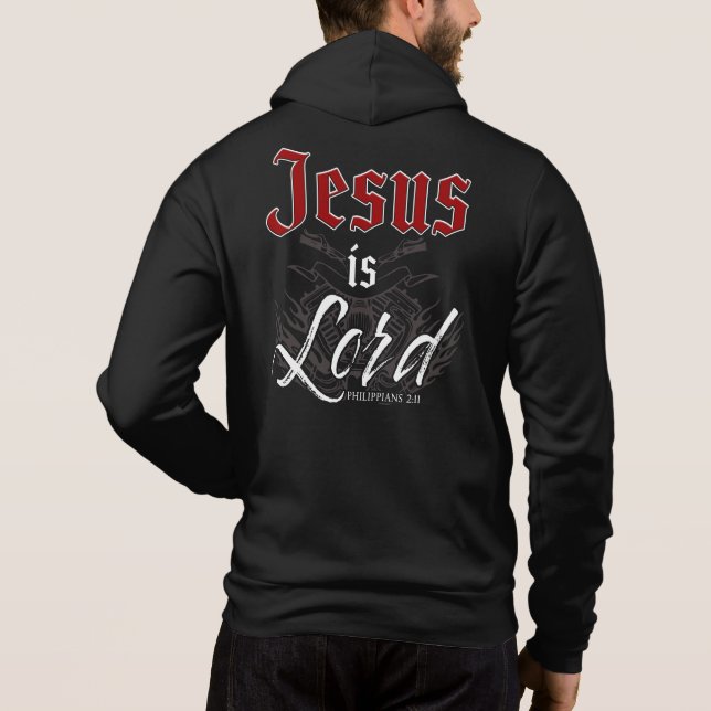 Jesus är Lord - Motorcycle Christian Faith Gospel  T Shirt (Baksida)