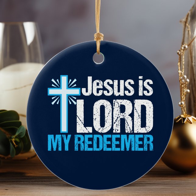 Jesus är Lord My Redeemer Christian Kor Church Julgransprydnad Keramik (Skapare uppladdad)
