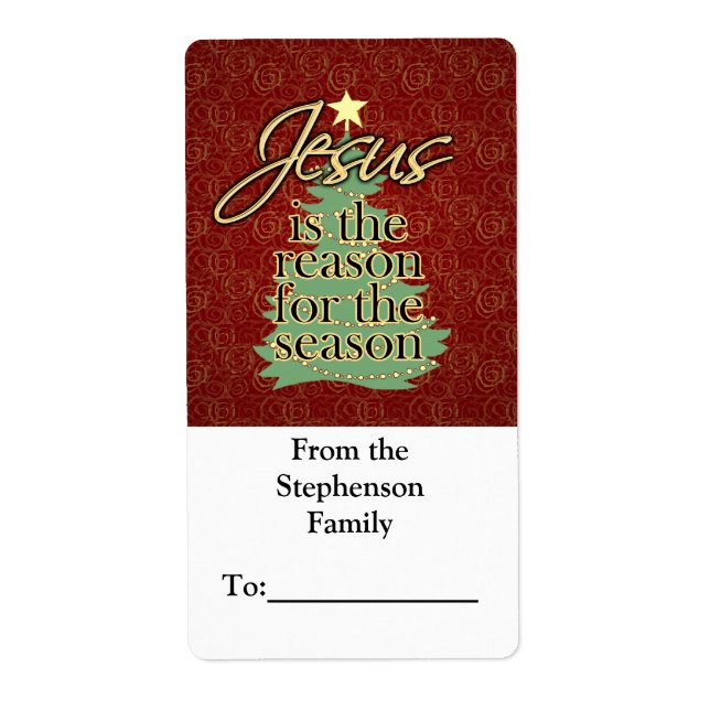 Jesus är Märkrn Reason Christian jul Gift Fraktsedel (Framsidan)