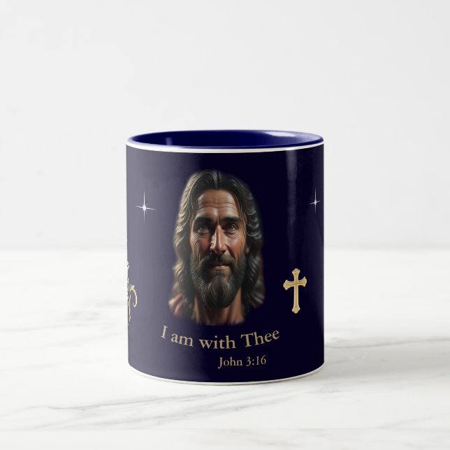 Jesus är med Två-Tonad mugg (Center)