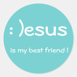 Jesus är min bästa vän! Fäst Runt Klistermärke