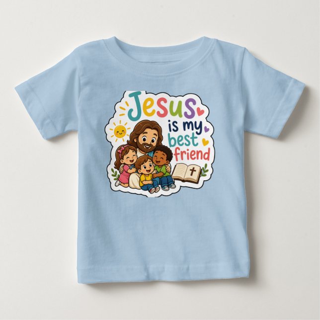 Jesus är min bästa vän söta barn kristen t shirt (Framsida)
