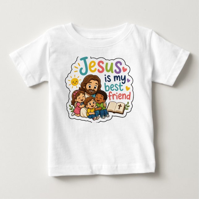 Jesus Är Min Bästa Vän Söta Barn Kristna T Shirt (Framsida)