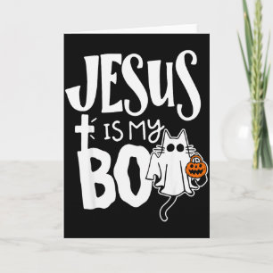 Jesus Är Min Boo - Rolig Kuslig Kat Kristna Hallow Kort