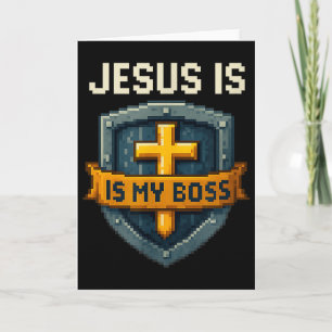 Jesus Är Min Boss Kristet Sköld Superhjälte _4 Kort