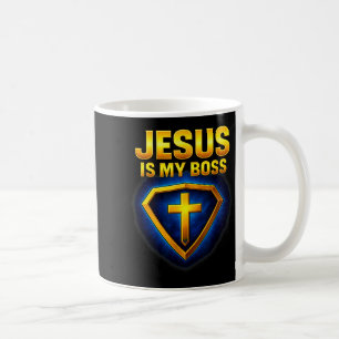Jesus Är Min Boss Kristet Sköld Superhjälte _5 Kaffemugg