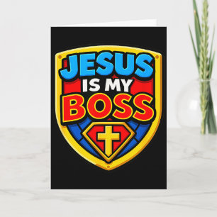 Jesus Är Min Boss Kristet Sköld Superhjälte Kort