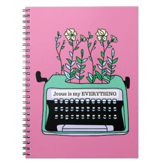 Jesus är min EVERYTHING, Vintage Typewriter i Mint Anteckningsbok