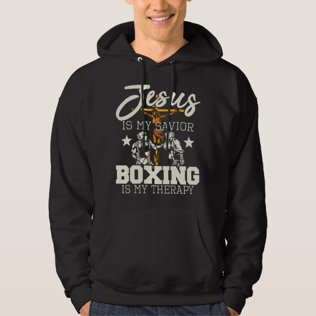 Jesus Är Min Frälsare Boxning Är Min Terapi - Gym  Hoodie (Framsida)