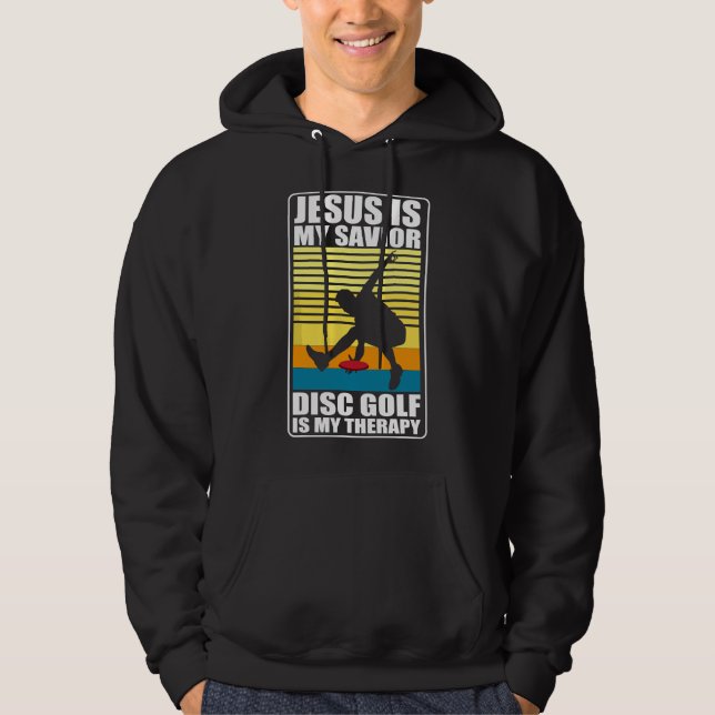 jesus är min frälsare disc golf terapi Disc Golf d Hoodie (Framsida)