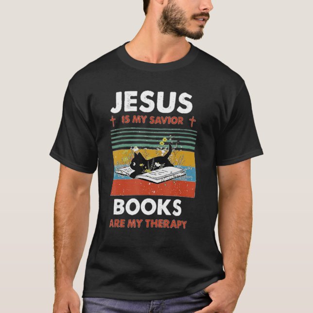 Jesus är min frälsare Katt är min terapi T Shirt (Framsida)