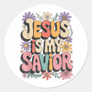 Jesus är min frälsare min gud min Kung min Herre k Runt Klistermärke