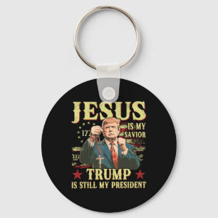 Jesus Är Min Frälsare Trump Är Fortfarande Min Pre Nyckelring