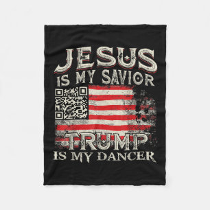 Jesus Är Min Frälsare Trump Är Min Dansare Qr Trum Fleecefilt