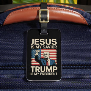 Jesus är min frälsare Trump är min president 47 US Bagagebricka