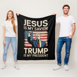 Jesus Är Min Frälsare Trump Är Min President 47 US Fleecefilt