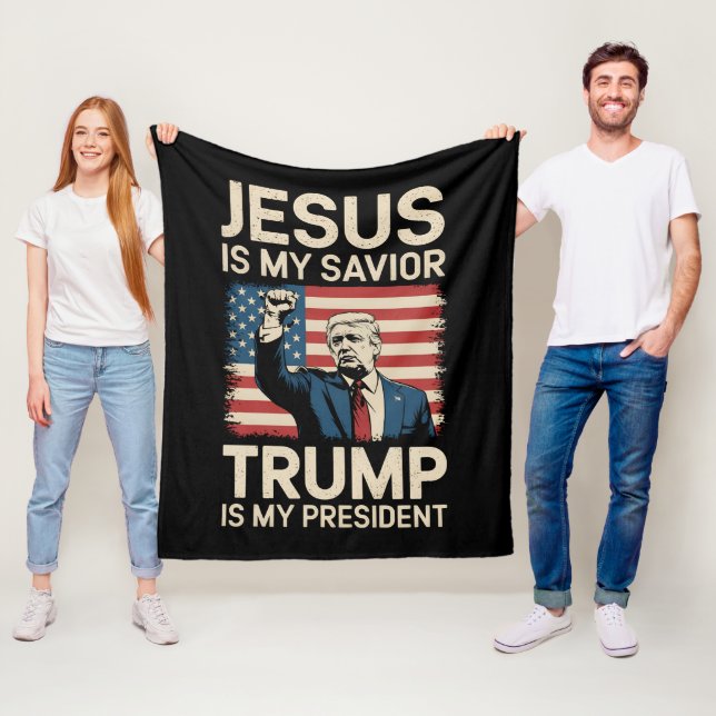 Jesus Är Min Frälsare Trump Är Min President 47 US Fleecefilt (På plats)
