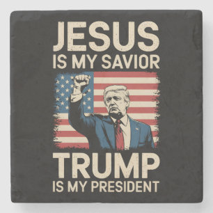 Jesus Är Min Frälsare Trump Är Min President 47 US Stenunderlägg