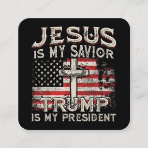 Jesus Är Min Frälsare Trump Är Min President Ameri Fyrkantigt Visitkort