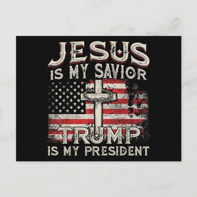 Jesus Är Min Frälsare Trump Är Min President Ameri Helg Vykort (Framsida)
