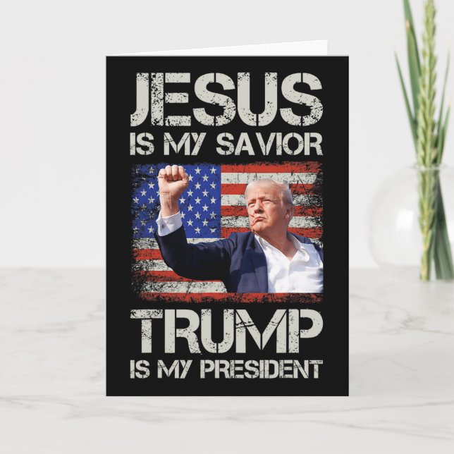 Jesus Är Min Frälsare Trump Är Min President Ameri Kort (Framsida)